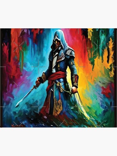 Multi Color Painting Of Assassins' Creed Tapestry Official Assassin's Creed Merch