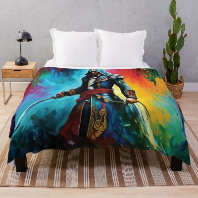 Multi Color Painting Of Assassins' Creed Throw Blanket Official Assassin's Creed Merch