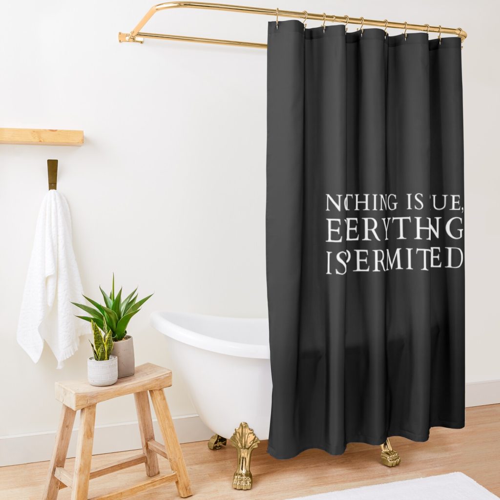 Assassin's Creed Nothing Is True, Everything Is Permitted Quote Shower Curtain Official Assassin's Creed Merch