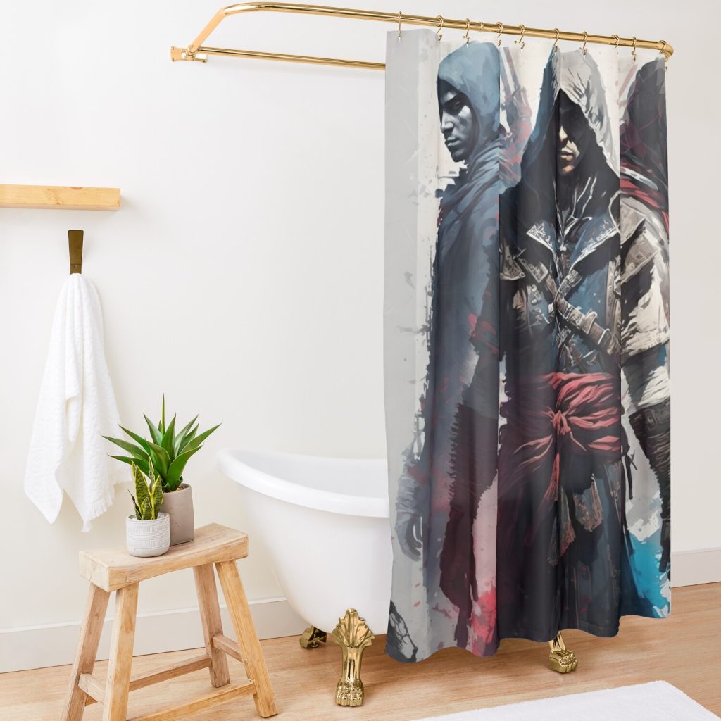 Assassin'S Creed - Three Assassins Painting Shower Curtain Official Assassin's Creed Merch