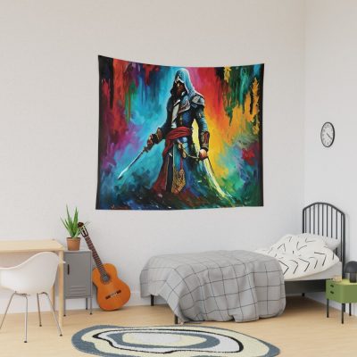 Multi Color Painting Of Assassins' Creed Tapestry Official Assassin's Creed Merch