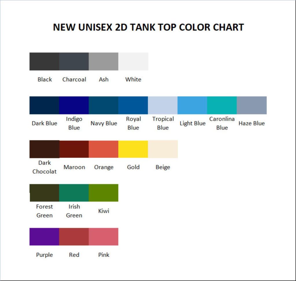 tank top color chart - Assassin's Creed Shop